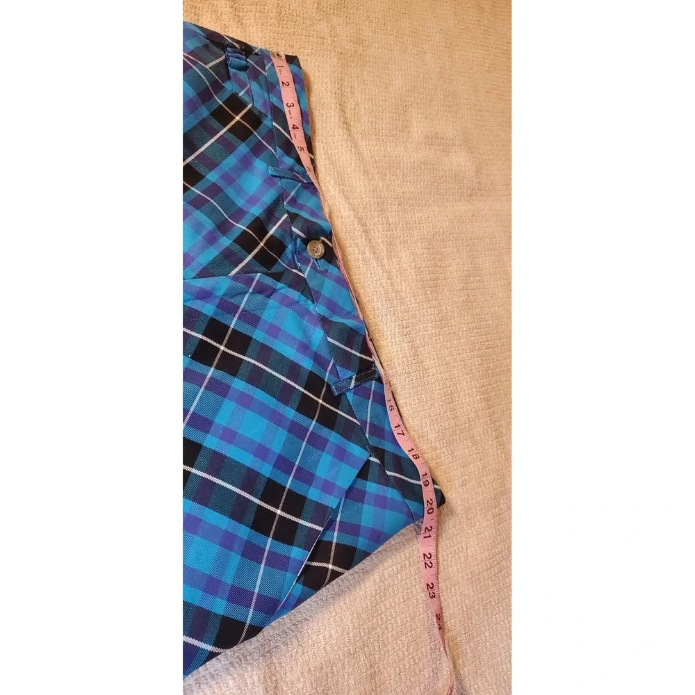 Royal & Awesome Men's golf shorts Sz 40 Blue Plaid Belt Loops 10.5